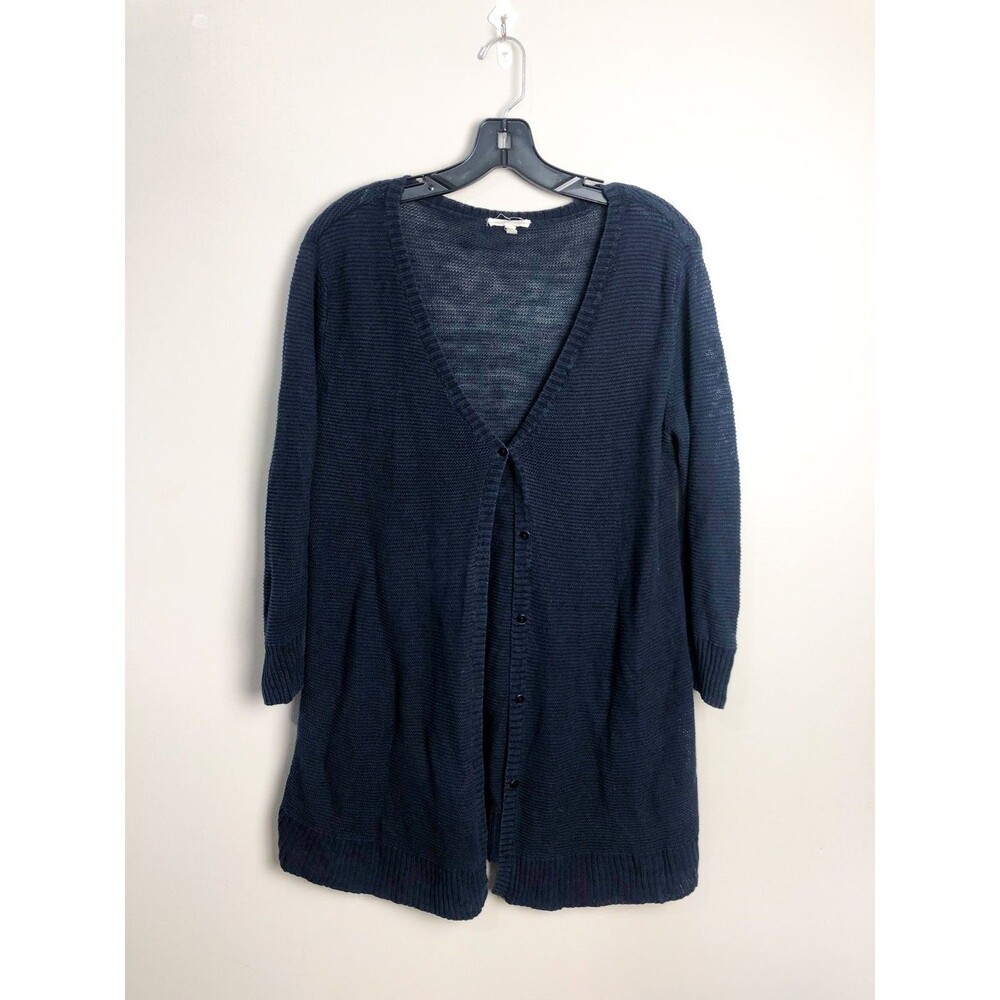 Eileen Fisher 100% Linen Button Front Long Cardigan Blue Womens large - Picture 7 of 7